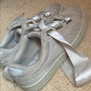 Puma Suede, silk ribbon shoe laces
